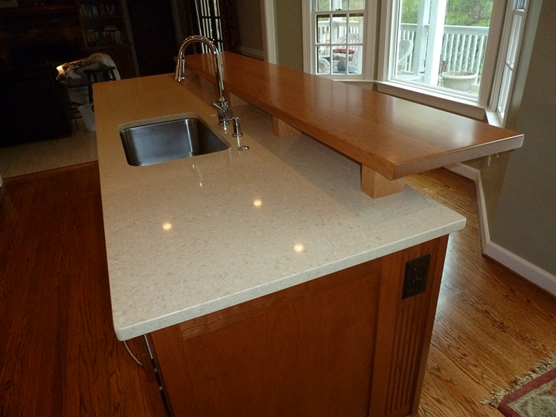 1.5" thick American Cherry flat grain countertop with 1/8" roundover edge treatment and permanent finish 